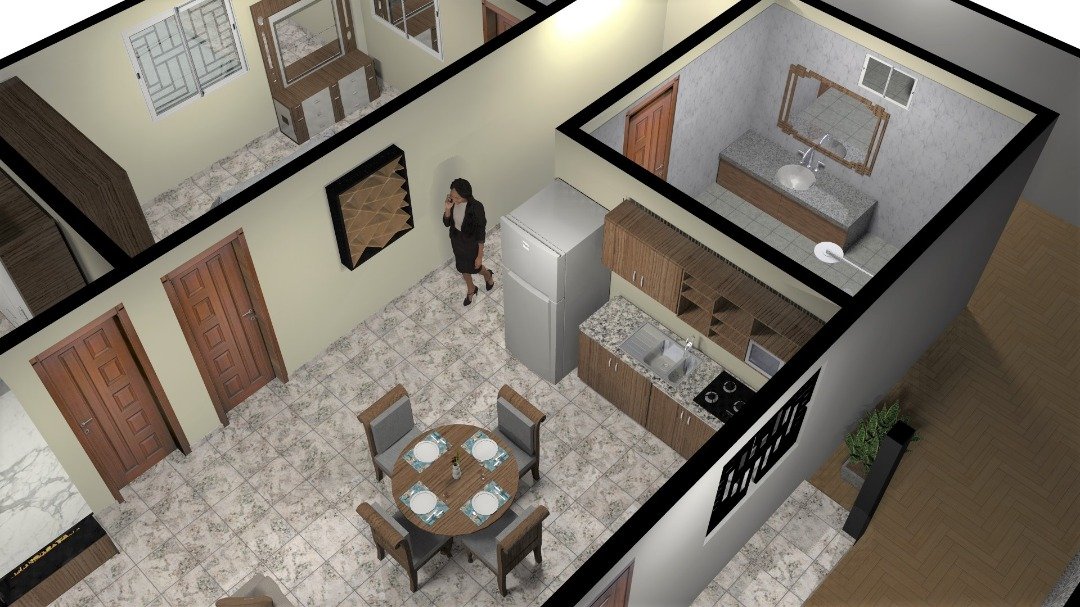 Salon avec cuisine américaine open space