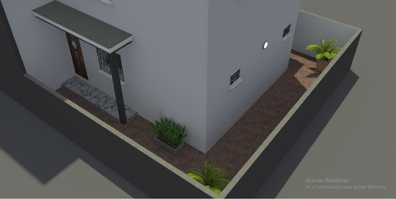 Jardin arrière en forme de L